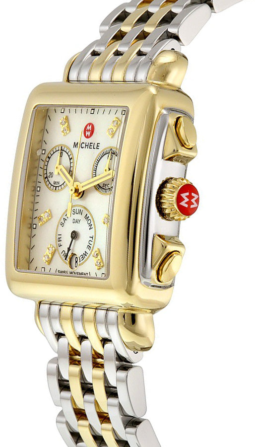 Michele Deco Pearl White & Diamond Dial Chronograph Ladies Watch MWW06P000122
