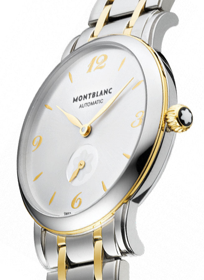 MontBlanc Star Classique Pearl White Dial Stainless & Gold Women's Watch 107913