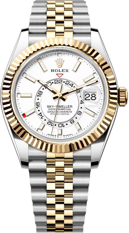 Rolex Sky-Dweller Oystersteel Yellow Gold White Dial Jubilee Men's Watch 336933-0006