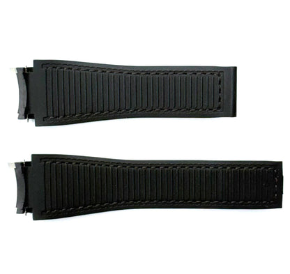 Tag Heuer 21mm Inlet Black Rubber & Brown Leather OEM Watch Strap FC6405