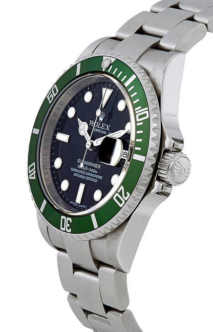 Rolex Submariner Date Stainless Steel Kermit Black Dial Men's Watch 16610
