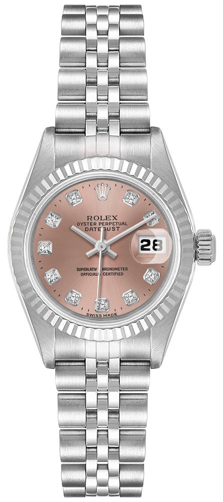 Rolex Lady-Datejust 26 Pink Dial Diamond Women's Watch 69174
