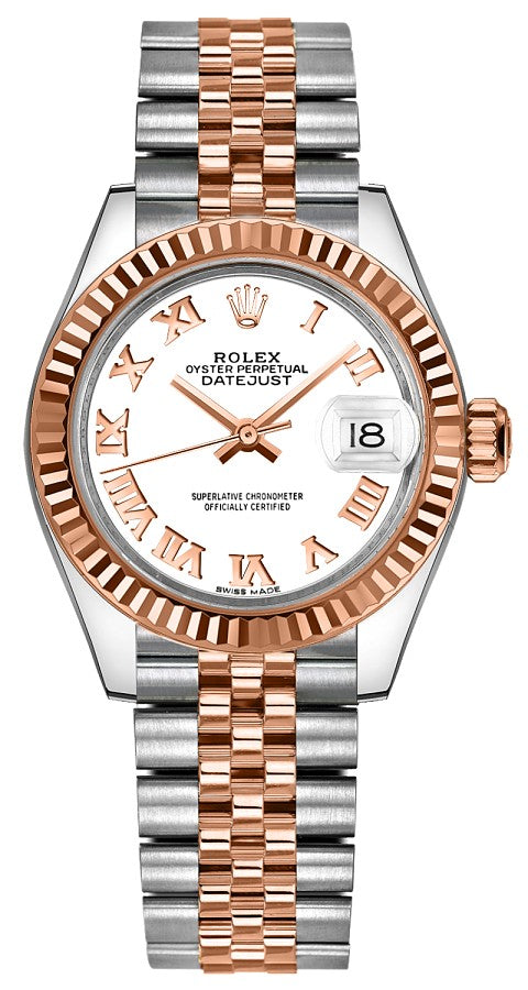 Rolex Lady-Datejust 28 White Roman Numeral Dial Watch 279171-0021