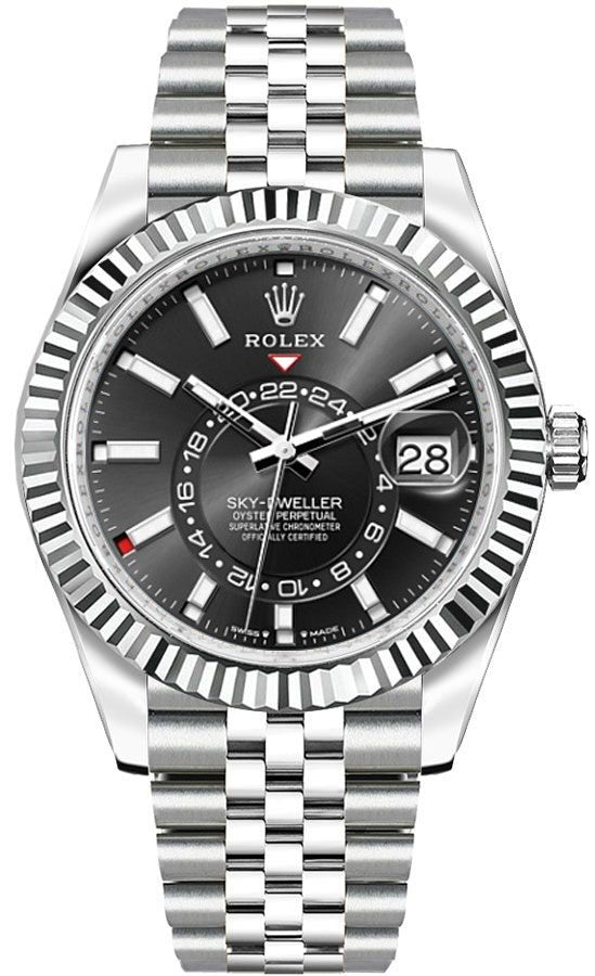 Rolex Sky-Dweller White Gold Bezel Jubilee Bracelet Men's Watch 336934-0008