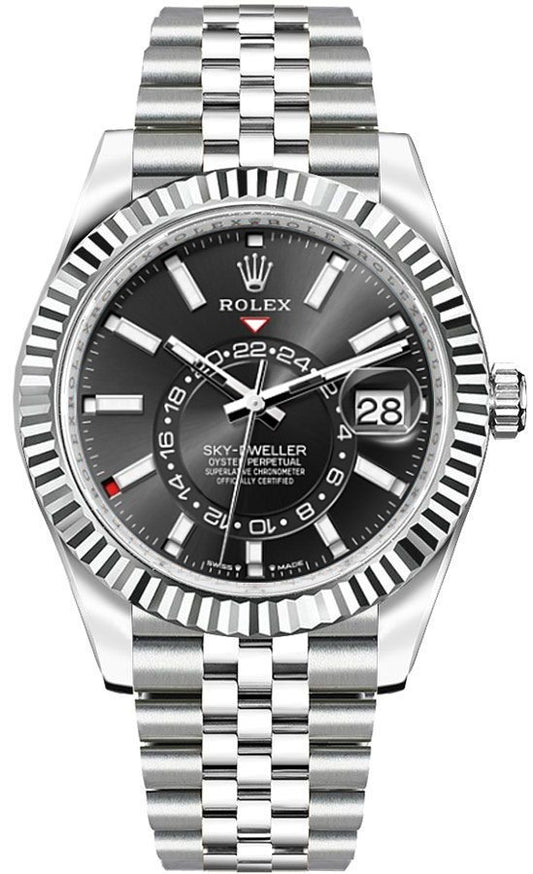 Rolex Sky-Dweller White Gold Bezel Jubilee Bracelet Men's Watch 336934-0008