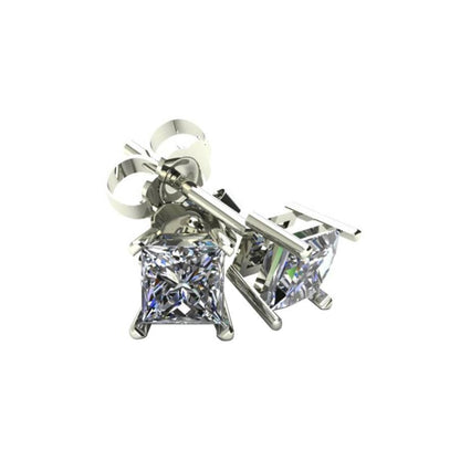 Diamond Square Earrings, 0.33 Carat on Solid 14k White Gold