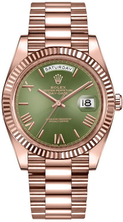 Rolex Day-Date 40 Green Dial Rose Gold Watch 228235-0025