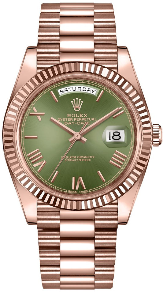 Rolex Day-Date 40 Green Dial Rose Gold Watch 228235-0025