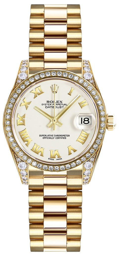 Rolex Lady-Datejust 26 White Roman Numeral Women's Watch 179158