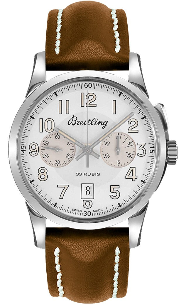 Breitling Transocean Chronograph 1915 Manual Winding Silver Dial Men's Watch AB141112/G799-433X