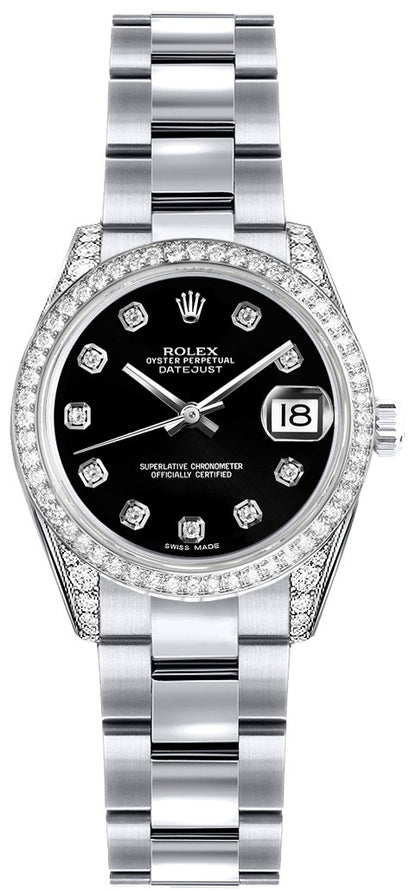 Rolex Lady-Datejust 26 Black Diamond Dial Women's Watch 179159
