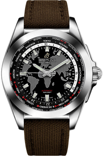 Breitling Galactic Unitime Black Dial 44mm Men's Watch WB3510U4/BD94-108W