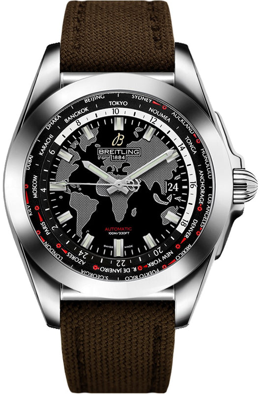 Breitling Galactic Unitime Black Dial 44mm Men's Watch WB3510U4/BD94-108W