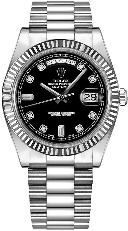 Rolex Day-Date 41 Black Diamond Dial Gold Men's Watch 218239