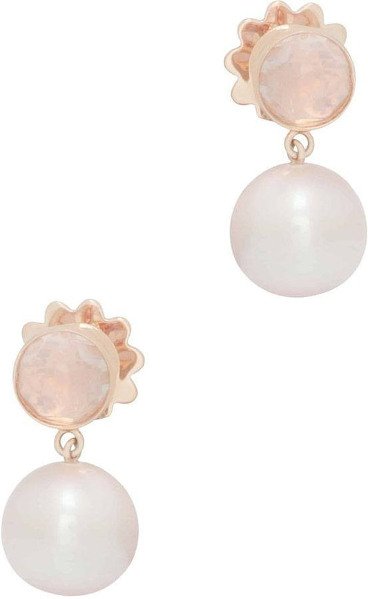 Mimi Milano 18k Rose Gold Pink Quartz Pearl Earrings O076A017-41