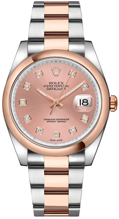 Rolex Datejust 36 Pink Diamond Oyster Bracelet Watch 116201-0081