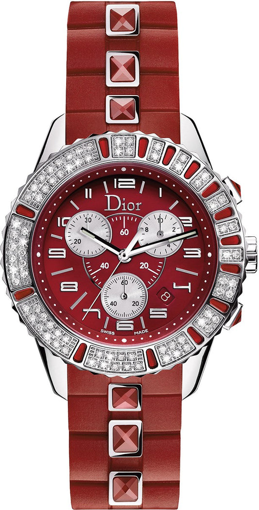 Christian Dior Christal Red Dial & Diamond Women's Luxury Watch CD11431BR001
