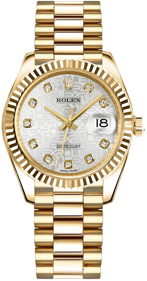 Rolex Datejust 31 Silver Jubilee Diamond Gold Watch 178278