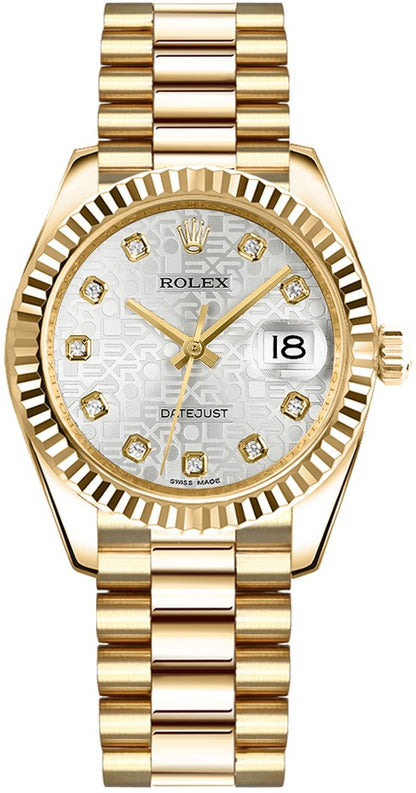 Rolex Datejust 31 Silver Jubilee Diamond Gold Watch 178278
