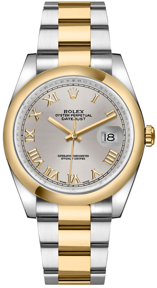 Rolex Datejust 36 Silver Roman Numeral Oyster Bracelet Watch 116203