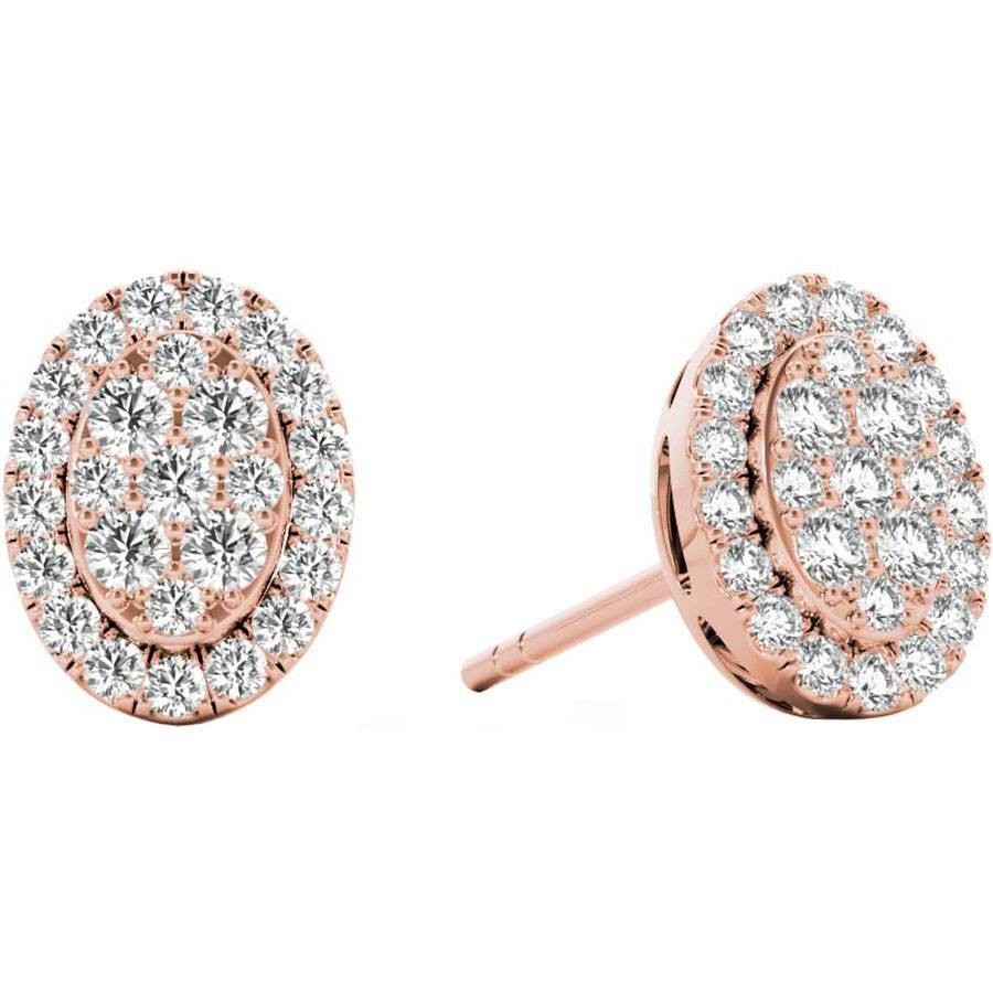 .31 TCW Rose Gold Diamond Halo Pave Earrings E20237R