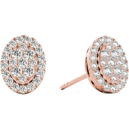 .31 TCW Rose Gold Diamond Halo Pave Earrings E20237R