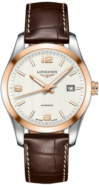 Longines Conquest Classic Solid Rose Gold & Silver Dial Men's Watch L2.785.5.76.3
