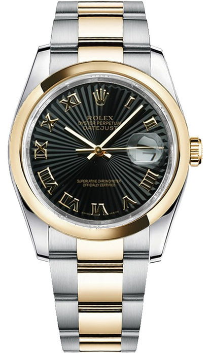 Rolex Datejust 36 Black Sunbeam Dial Watch 116203