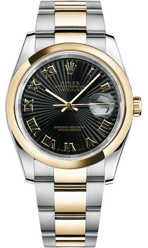 Rolex Datejust 36 Black Sunbeam Dial Watch 116203