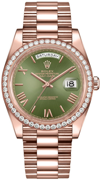 Rolex Day-Date 40 Olive Green Dial Men's Watch 228345RBR-0011