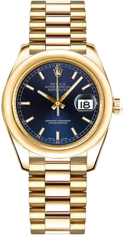 Rolex Datejust 31 Blue Dial Gold Women's Watch 178248