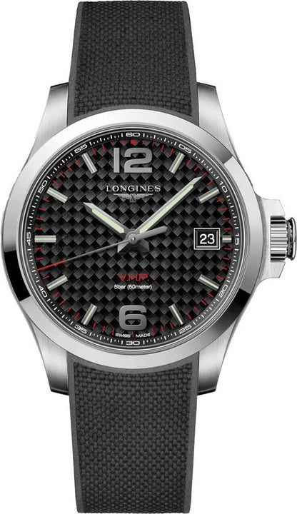 Longines Conquest V.H.P. Black Rubber Strap Men's Watch L3.716.4.66.9