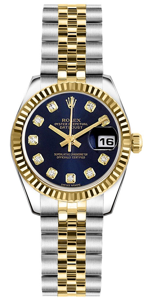 Rolex Lady-Datejust 26 Blue Diamond Jubilee Bracelet Watch 179173