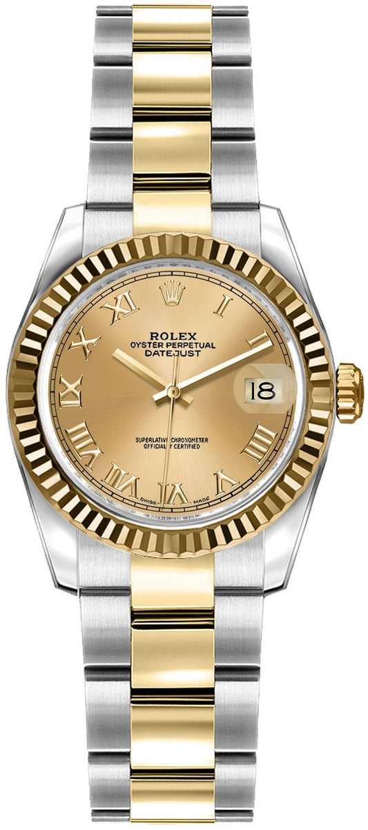 Rolex Lady-Datejust 26 Oyster Bracelet Roman Numeral Dial Watch 179173-0186