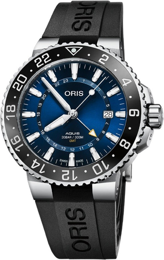 Oris Aquis GMT Date Blue Dial Men's Watch 79877544135RS-BLACK