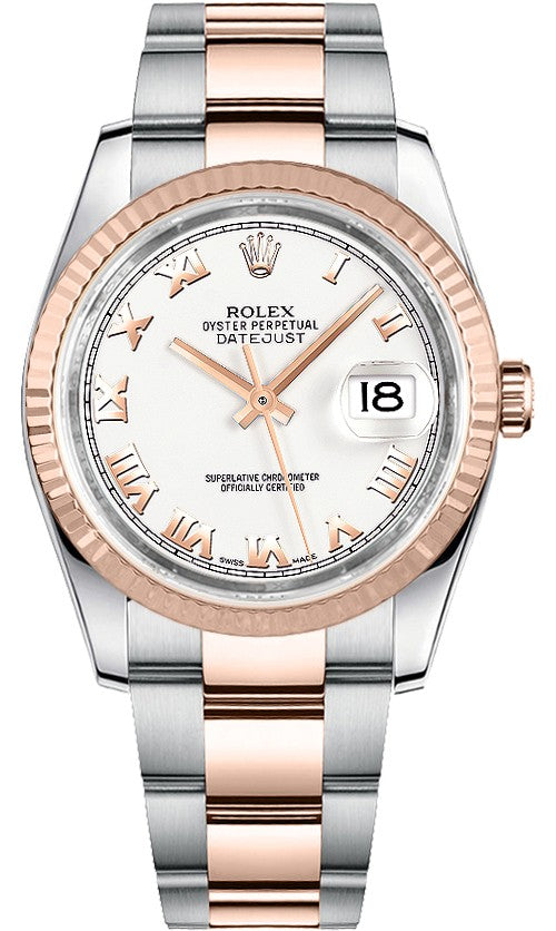 Rolex Datejust 36 White Roman Numeral Dial Watch 116231-0092