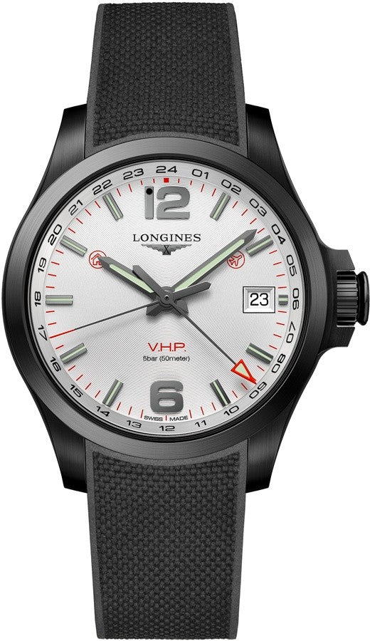 Longines Conquest GMT Black Rubber Strap Men's Watch L3.718.2.76.9