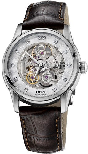 Oris Artelier Skeleton Diamonds 73476704019LS-BROWN