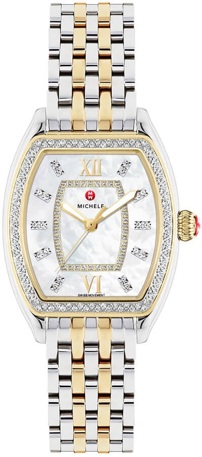 Michele Releve Mother of Pearl Diamond Two Tone Women's Watch MWW19B000002