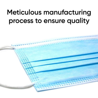 50 Pack of Disposable 3-Ply Breathable Face Masks with Elastic Earloops