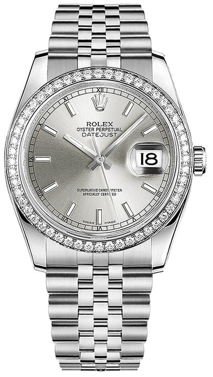 Rolex Datejust 36 Solid White Gold & Stainless Steel Unisex Watch 116244-0058
