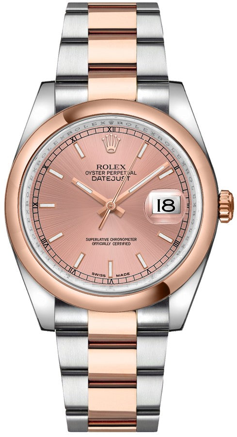 Rolex Datejust 36 Pink Dial Gold & Steel Watch 116201-0059