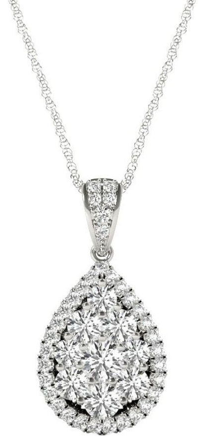Diamond Oval Pendant, 1.08 Carat on Solid 18k White Gold P20248W