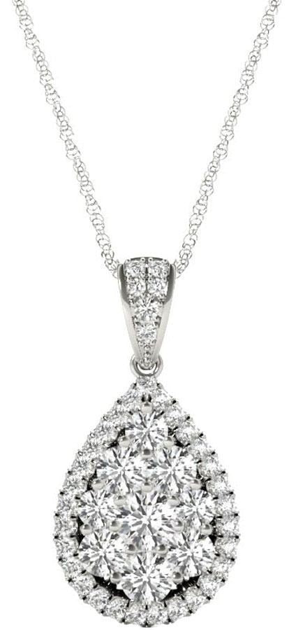Diamond Oval Pendant, 1.08 Carat on Solid 18k White Gold P20248W