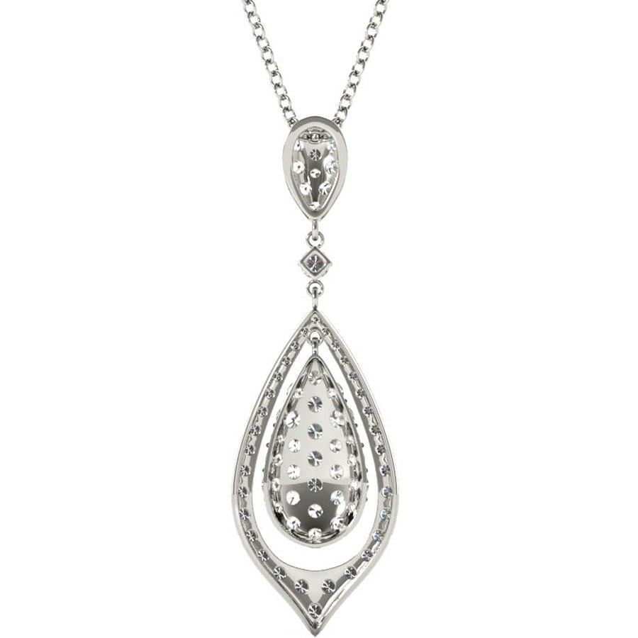 Diamond Pendant, 1.10 Carat on Solid 18k White Gold Women's Necklace P21967W
