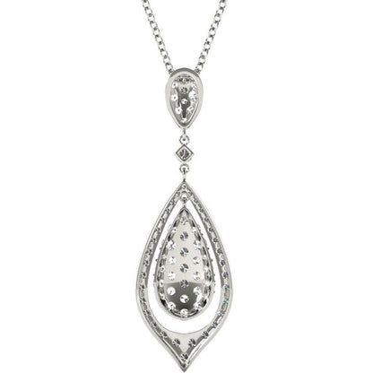 Diamond Pendant, 1.10 Carat on Solid 18k White Gold Women's Necklace P21967W