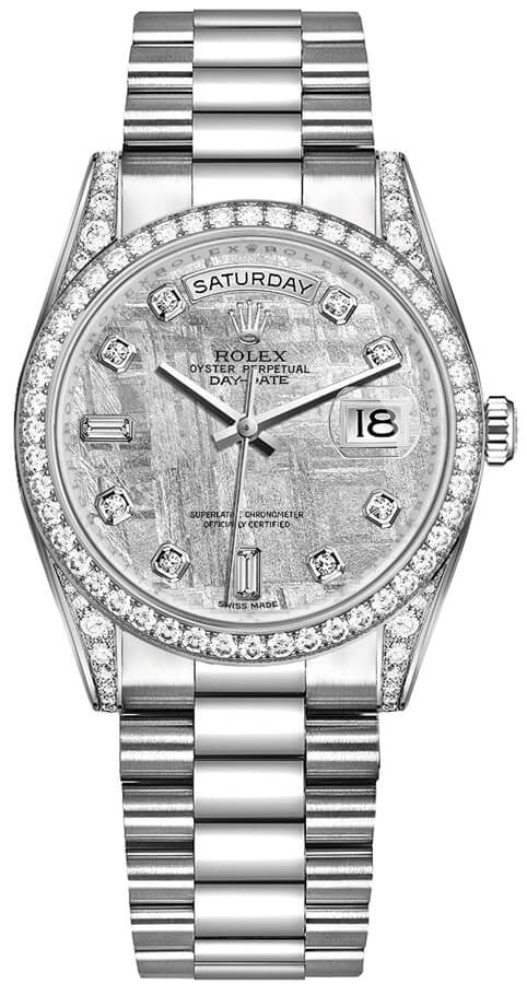 Rolex Day-Date 36 Diamond White Gold President Bracelet Watch 118389-0102
