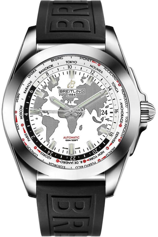 Breitling Galactic Unitime White Dial Men's Watch WB3510U0/A777-153S