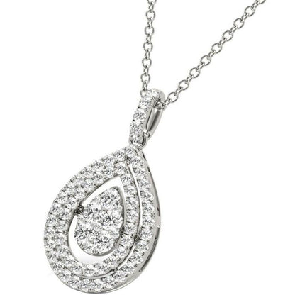 Diamond Triple Pear Pendant, .63 Carat on Solid 18k White Gold P21957W