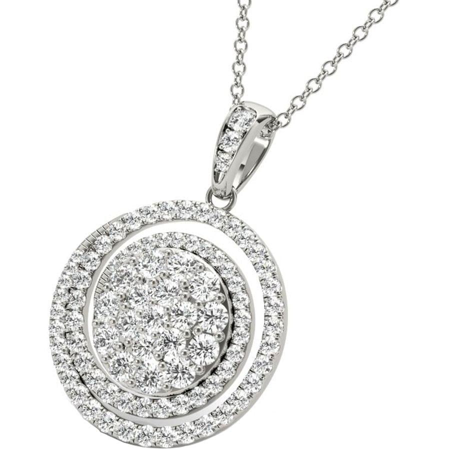 Diamond Swirl Pendant, 1.40 Carat on Solid 18k White Gold P21961W